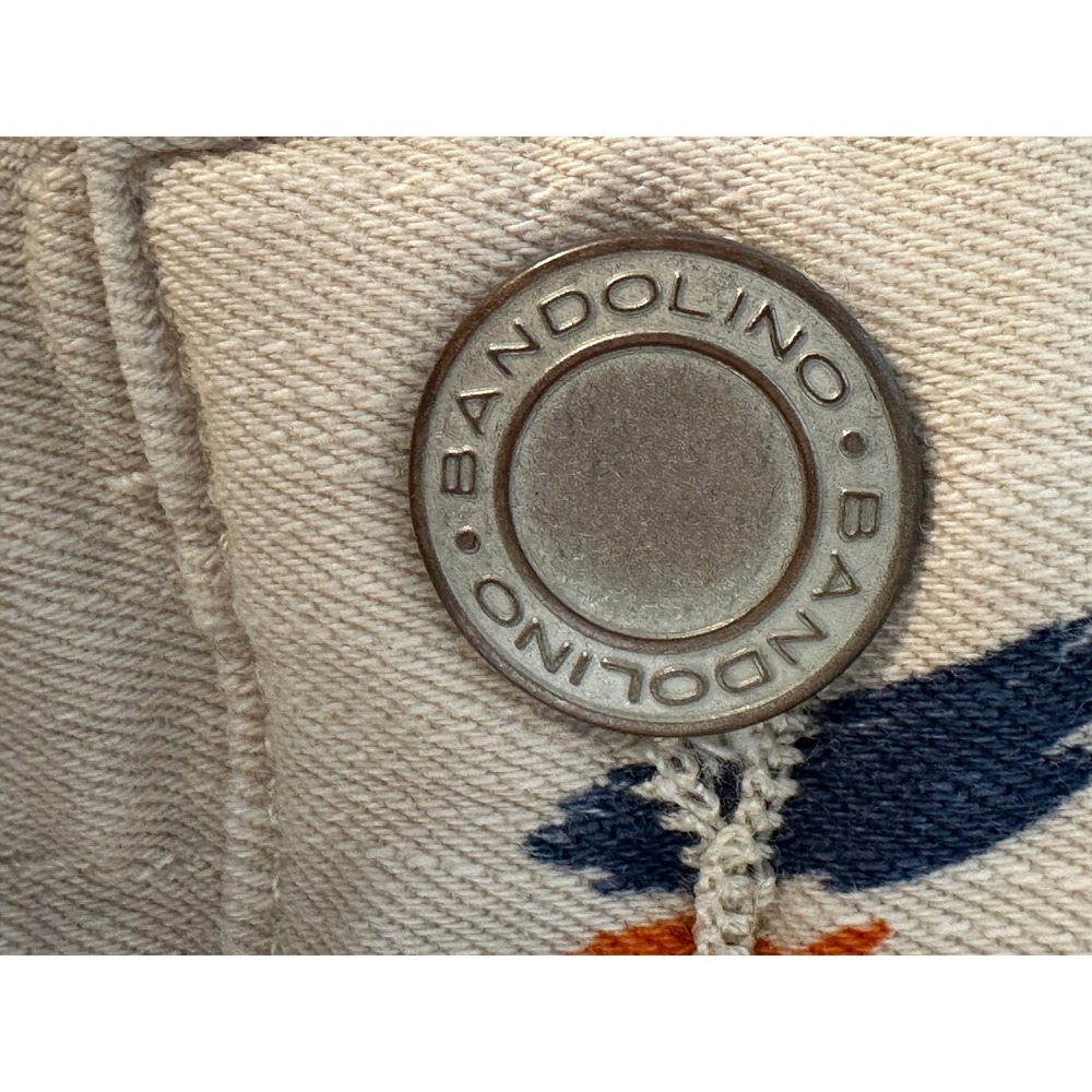 Bandolino Mandie Capri Pants Blue Rust Floral Print Stretch Cropped Tan SZ 14 - Picture 4 of 6